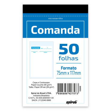TALÃO DE COMANDA  COM 10 - 12788 