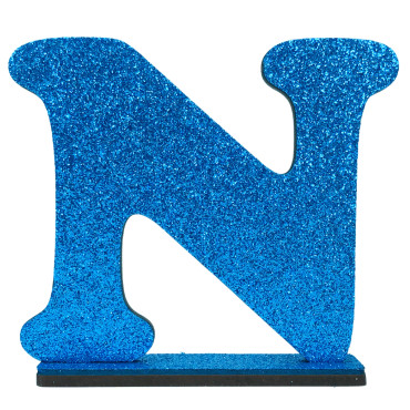 LETRA MDF GLITER N 9CM AZUL PLANET TOY - 7292 