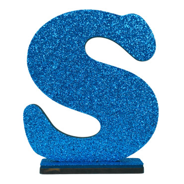 7307 - LETRA MDF GLITER S 9CM AZUL PLANET TOY