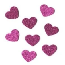 APLIQUE CORACAO C/GLITTER ROSA PQ C/8 - 15939