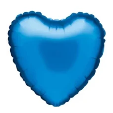 BALAO METALIZ 12CM CORACAO AZUL-UN - 16224
