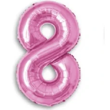BALAO METALIZADO 40CM ROSA NUM 8 UNI ROSANA 40CM G FESTA - 16569