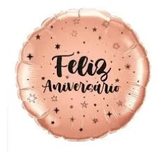 BALAO METALIZADO 45CM FELIZ ANIV ROSE NEOTRENTINA FELIZ ANIVERSARIO ROSE GOLD - 19782