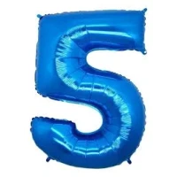 BALAO METALIZADO 75CM AZUL NUM 5-UN - 16576