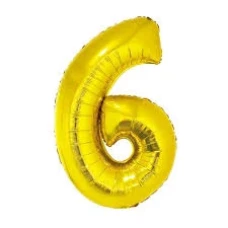 BALAO METALIZADO 80CM DOURADO NUM 6 - 16206