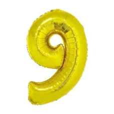 BALAO METALIZADO 80CM DOURADO NUM 9 - 16208