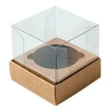 CAIXA 5X5X5 P/MINI CUPCAKE KRAFT C/10 FUNFESTAS C/TAMPA ACETATO REF75058 - 17721
