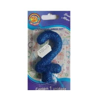 VELA GLITER PAVIO MAGICO AZUL NUMERO 2-U - 17811