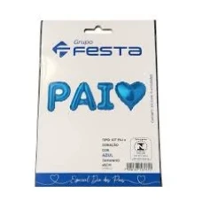 KIT BALAO PAI COM CORACAO AZUL 45CM - 18265
