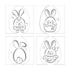 KIT MINI STENCILS COELHINHOS 7X7 C/4 BLUE STAR - 15019