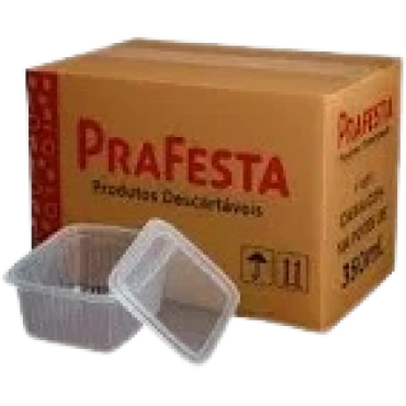 POTE RETANGULAR COM TAMPA 350ML PRAFESTA COM 144 - 10756