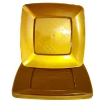 PRATO ACRILICO 15CM QUADR AMARELO C/10 - 16289