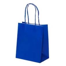 SACOLA PAPEL KRAFT AZUL 37X13,5X25 C/10 - 15770