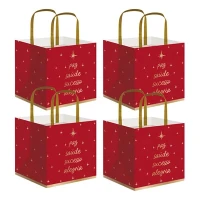 SACOLA PAPEL P/PANETONE 33X28X17 UNIDADE CROMUS BOAS FESTA OURO NATAL - 18966