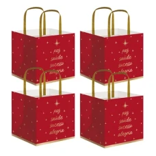 SACOLA PAPEL P/PANETONE 33X28X17 UNIDADE CROMUS BOAS FESTA OURO NATAL - 18966
