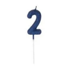 VELA GLITER PAVIO MAGICO AZUL NUMERO 2-U MV FESTA BRINLHINHO PEQ - 17790