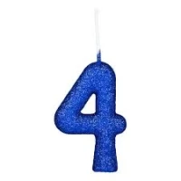 VELA GLITER PAVIO MAGICO AZUL NUMERO 4-U MV FESTA BRILHO GRANDE - 17813