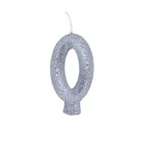 VELA GLITER PAVIO MAGICO PRATA NUMERO 0 MV FESTA BRILHO GRANDE - 18030