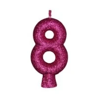 VELA GLITER PAVIO MAGICO ROSA NUMERO 8-U MV FESTA BRILHO GRANDE -17830