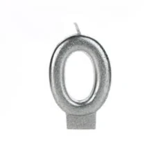 VELA GLITER PRATA NUMERO 0-UNIDA PLANET TOY - 16930