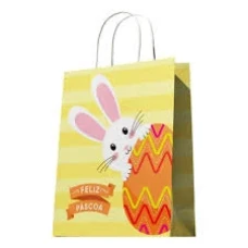 SACOLA PAPEL FELIZ PASCOA G 32X30X18 C10 VINCO PASCOA OVO DE COLHER - 19402
