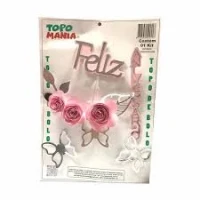 TOPO BOLO FELIZ ANIV ROSAS PINK TFA013 - 13995