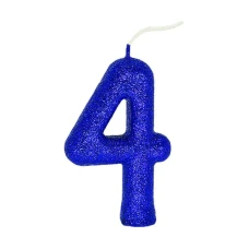 VELA CINTILANTE GLITTER AZUL N4 UNIDADE -20009