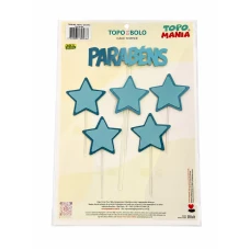 TOPO BOLO ESTRELA PARABENS AZUL BEBE - 20123