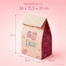 SACO PAPEL SOS PLUMA G DOCE ROSA C50 DELIVERY 24X15,5X31CM BOCA 49CM PA10939 - 18709