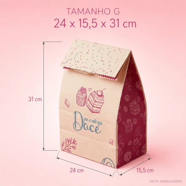 SACO PAPEL SOS PLUMA G DOCE ROSA C50 DELIVERY 24X15,5X31CM BOCA 49CM PA10939 - 18709