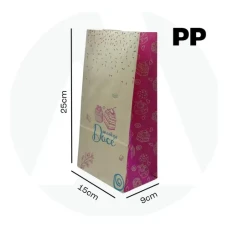 SACO PAPEL SOS PLUMA PP DOCE ROSA  C/50 DELIVERY 12X6,5X22CM BOCA 19CM PA10940 - 18579