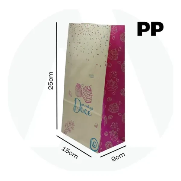 SACO PAPEL SOS PLUMA PP DOCE ROSA  C/50 DELIVERY 12X6,5X22CM BOCA 19CM PA10940 - 18579