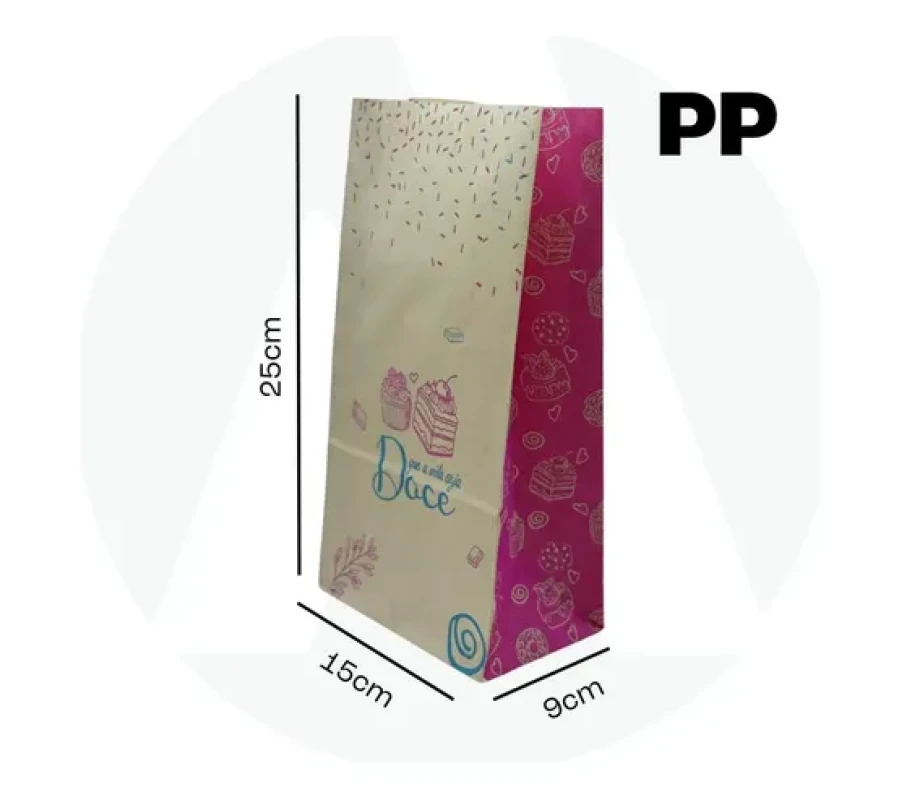 SACO PAPEL SOS PLUMA PP DOCE ROSA  C/50 DELIVERY 12X6,5X22CM BOCA 19CM PA10940 - 18579
