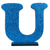 7313 - LETRA MDF GLITER U 9CM AZUL PLANET TOY