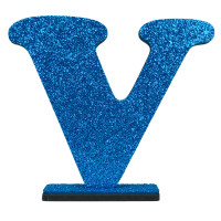 7317 - LETRA MDF GLITER V 9CM AZUL PLANET TOY