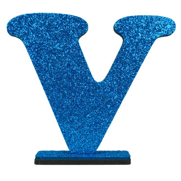 7317 - LETRA MDF GLITER V 9CM AZUL PLANET TOY