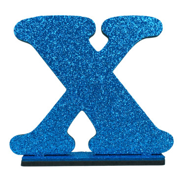 7322 - LETRA MDF GLITER X 9CM AZUL PLANET TOY