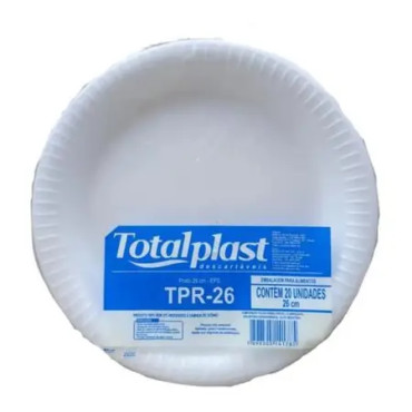 12536 - PRATO ISOPOR TOTALPLAST 23CM REFEICAO COM 20