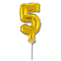 BALÃO METALIZADO TOPPER DE BOLO 5 DOURADO - 6108