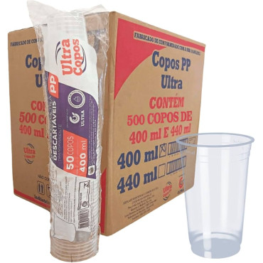8122 - COPO PLÁSTICO DESCARTÁVEL 400ML LISO ULTRA COM 50