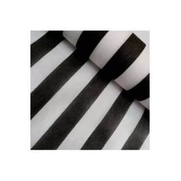 12183- ROLO TNT LISO POR METRO LISTRADO BRANCO E PRETO 