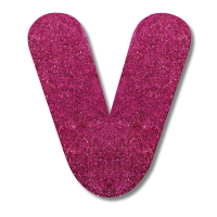 LETRA MDF GLITER V 9CM ROSA PLANET TOY - 7318 