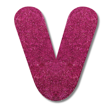 LETRA MDF GLITER V 9CM ROSA PLANET TOY - 7318 