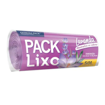 13754 - SACOS PARA LIXO 50L LAVANDA EXTRUSA C/30