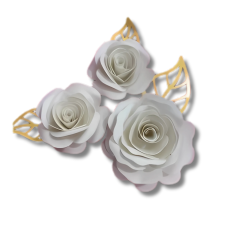FLOR DECORATIVA BRANCA COM FOLHA LAMINADA COM 3 - 8625