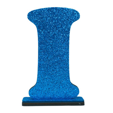7275 - LETRA MDF GLITER I 9CM AZUL PLANET TOY