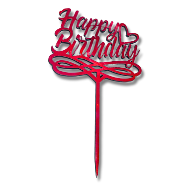 TOPO HAPPY BIRTHDAY LAMINADO MDF VERMELHO - 9308