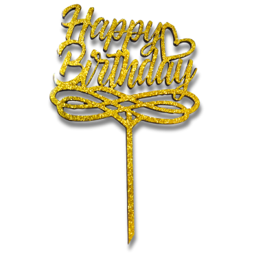 TOPO HAPPY BIRTHDAY LAMINADO MDF DOURADO - 9311