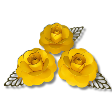 FLOR DECORATIVA AMARELA COM FOLHA LAMINADA COM 3 - 9642