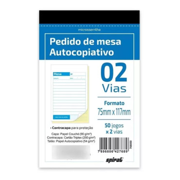 12870 - TALÃO PEDIDO DE MESA AUTOCOPIATIVO COM 5